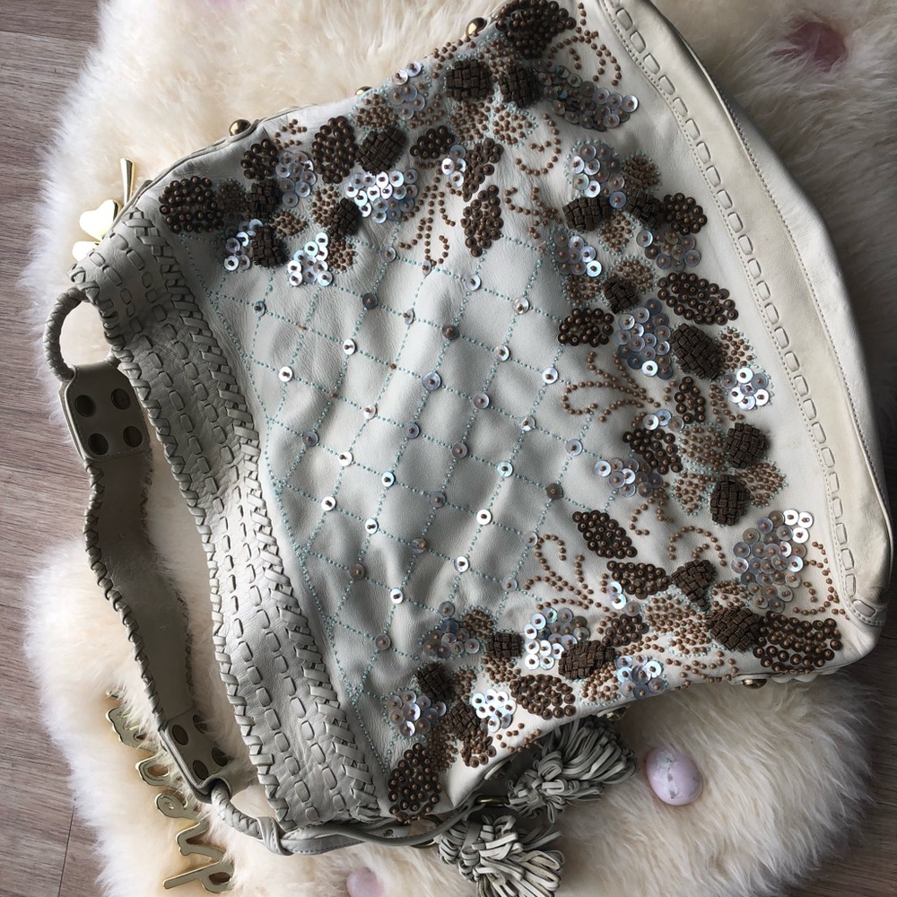 GUC Isabella Fiore Super Soft Leather Hobo with Mother of Pearl sequin detail